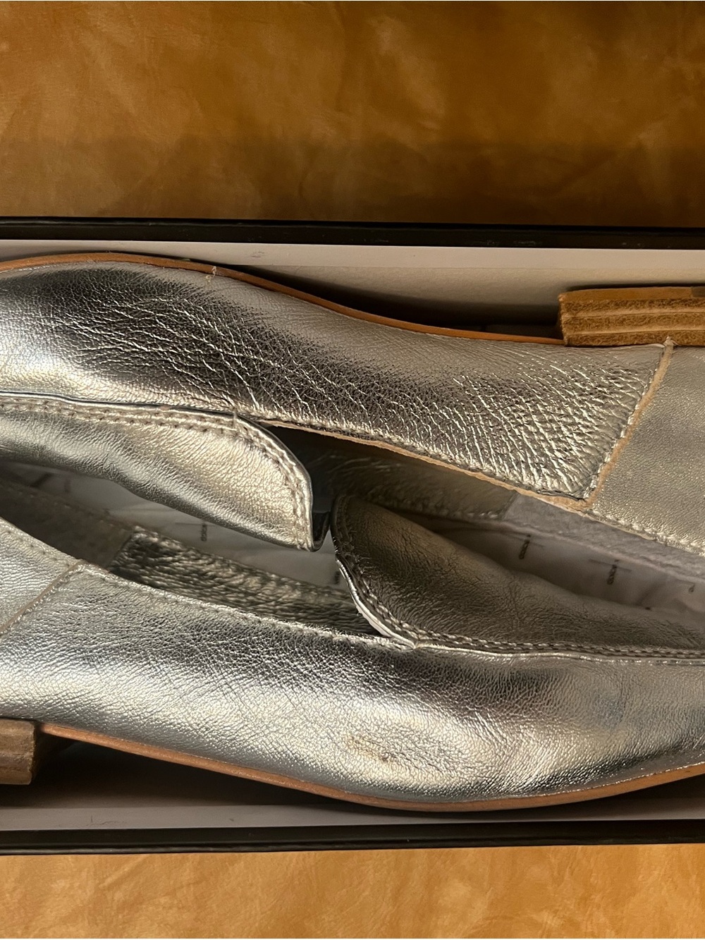 Dolce Vita Metallic Silver Leather Slip-On Loafers